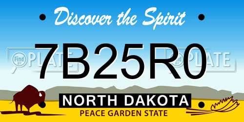 7B25R0 North Dakota License Plate