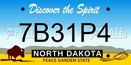 7B31P4 North Dakota License Plate
