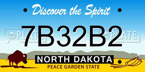 7B32B2 North Dakota License Plate
