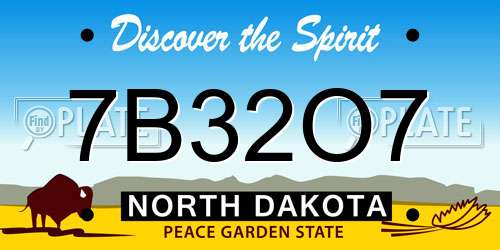 7B32O7 North Dakota License Plate
