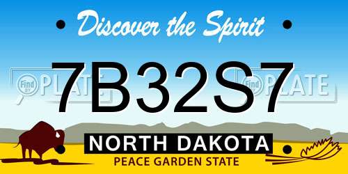7B32S7 North Dakota License Plate