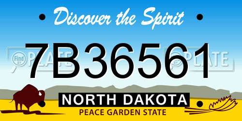 7B36561 North Dakota License Plate