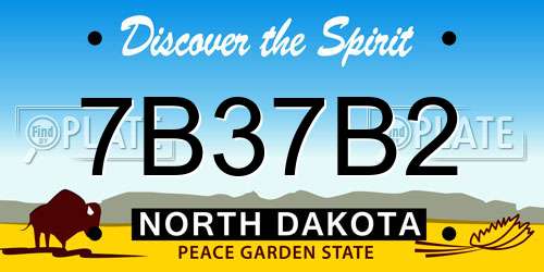 7B37B2 North Dakota License Plate