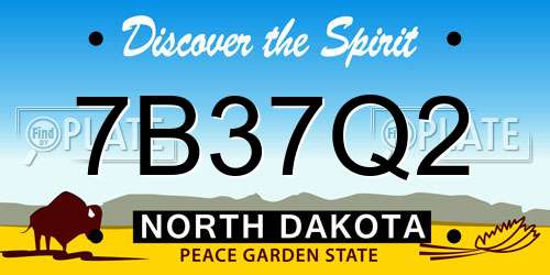 7B37Q2 North Dakota License Plate