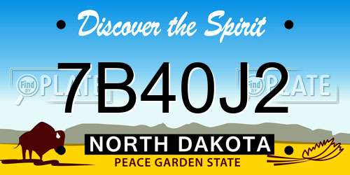 7B40J2 North Dakota License Plate