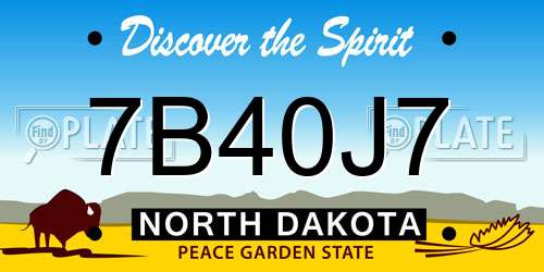 7B40J7 North Dakota License Plate