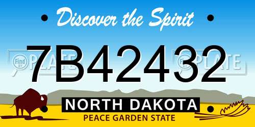 7B42432 North Dakota License Plate