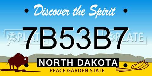 7B53B7 North Dakota License Plate