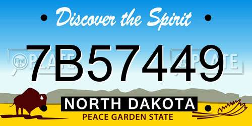 7B57449 North Dakota License Plate