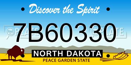 7B60330 North Dakota License Plate