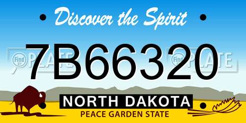 7B66320 North Dakota License Plate