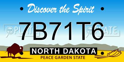 7B71T6 North Dakota License Plate