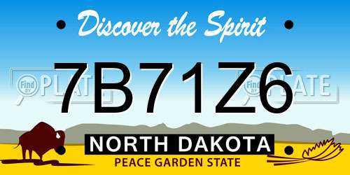 7B71Z6 North Dakota License Plate