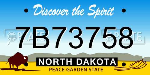 7B73758 North Dakota License Plate