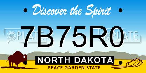 7B75R0 North Dakota License Plate