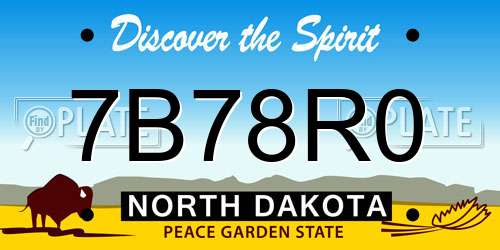 7B78R0 North Dakota License Plate