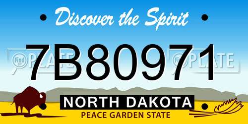7B80971 North Dakota License Plate