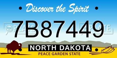 7B87449 North Dakota License Plate
