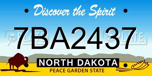 7BA2437 North Dakota License Plate