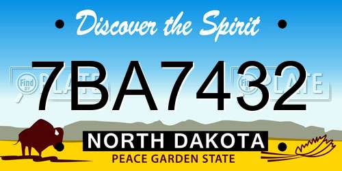 7BA7432 North Dakota License Plate