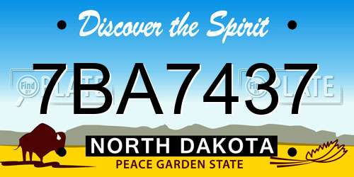7BA7437 North Dakota License Plate