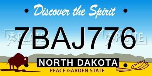 7BAJ776 North Dakota License Plate