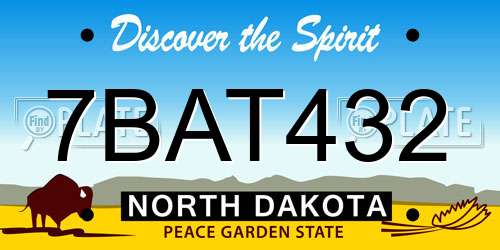 7BAT432 North Dakota License Plate