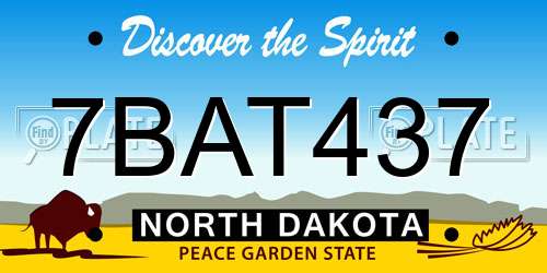 7BAT437 North Dakota License Plate