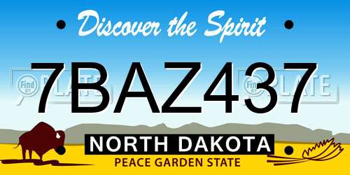 7BAZ437 North Dakota License Plate