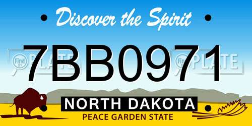 7BB0971 North Dakota License Plate
