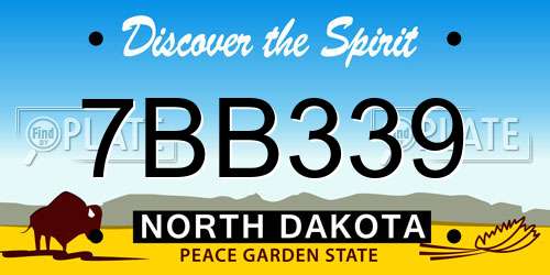 7BB339 North Dakota License Plate