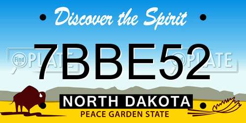 7BBE52 North Dakota License Plate
