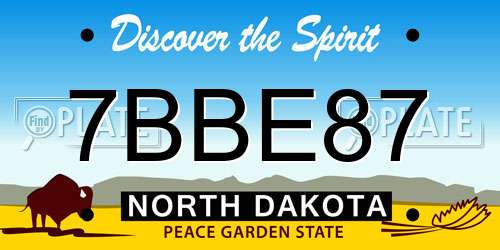 7BBE87 North Dakota License Plate