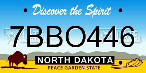7BBO446 North Dakota License Plate