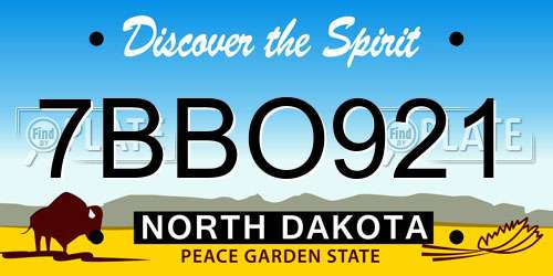 7BBO921 North Dakota License Plate