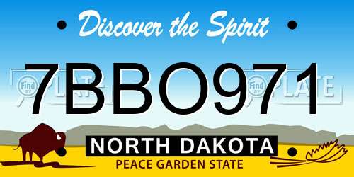 7BBO971 North Dakota License Plate