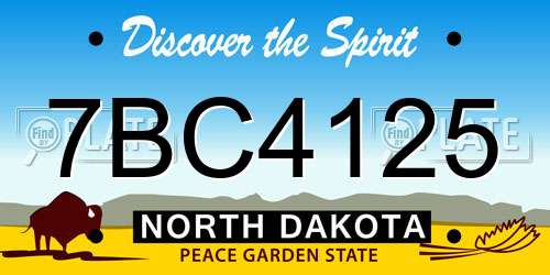 7BC4125 North Dakota License Plate