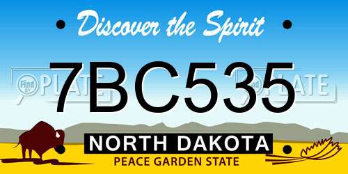7BC535 North Dakota License Plate