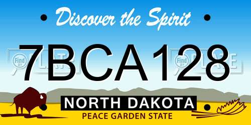 7BCA128 North Dakota License Plate