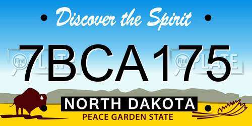 7BCA175 North Dakota License Plate