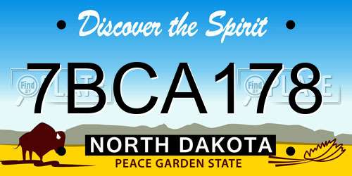 7BCA178 North Dakota License Plate