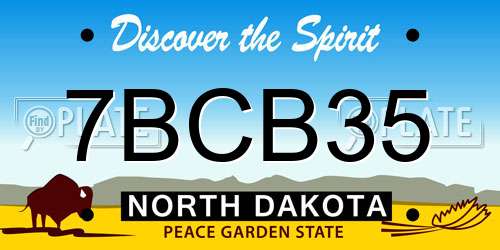 7BCB35 North Dakota License Plate