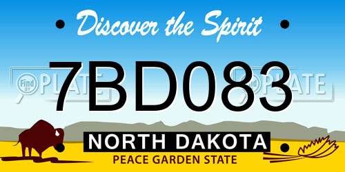 7BD083 North Dakota License Plate