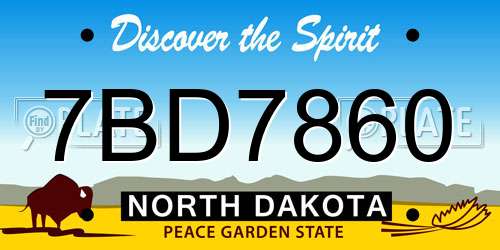 7BD7860 North Dakota License Plate