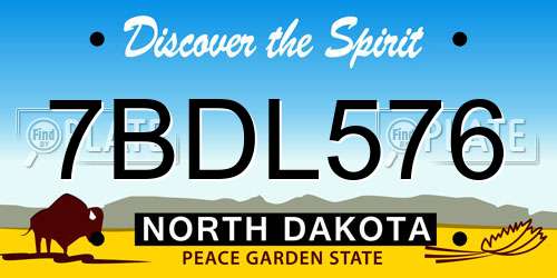 7BDL576 North Dakota License Plate