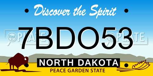 7BDO53 North Dakota License Plate