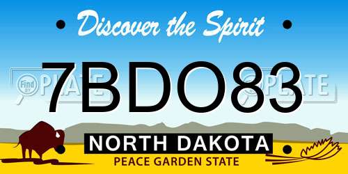 7BDO83 North Dakota License Plate