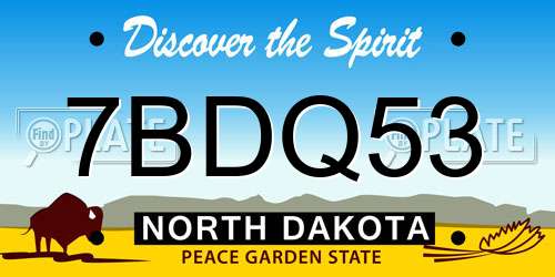 7BDQ53 North Dakota License Plate