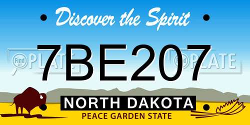 7BE207 North Dakota License Plate