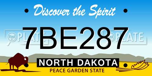 7BE287 North Dakota License Plate